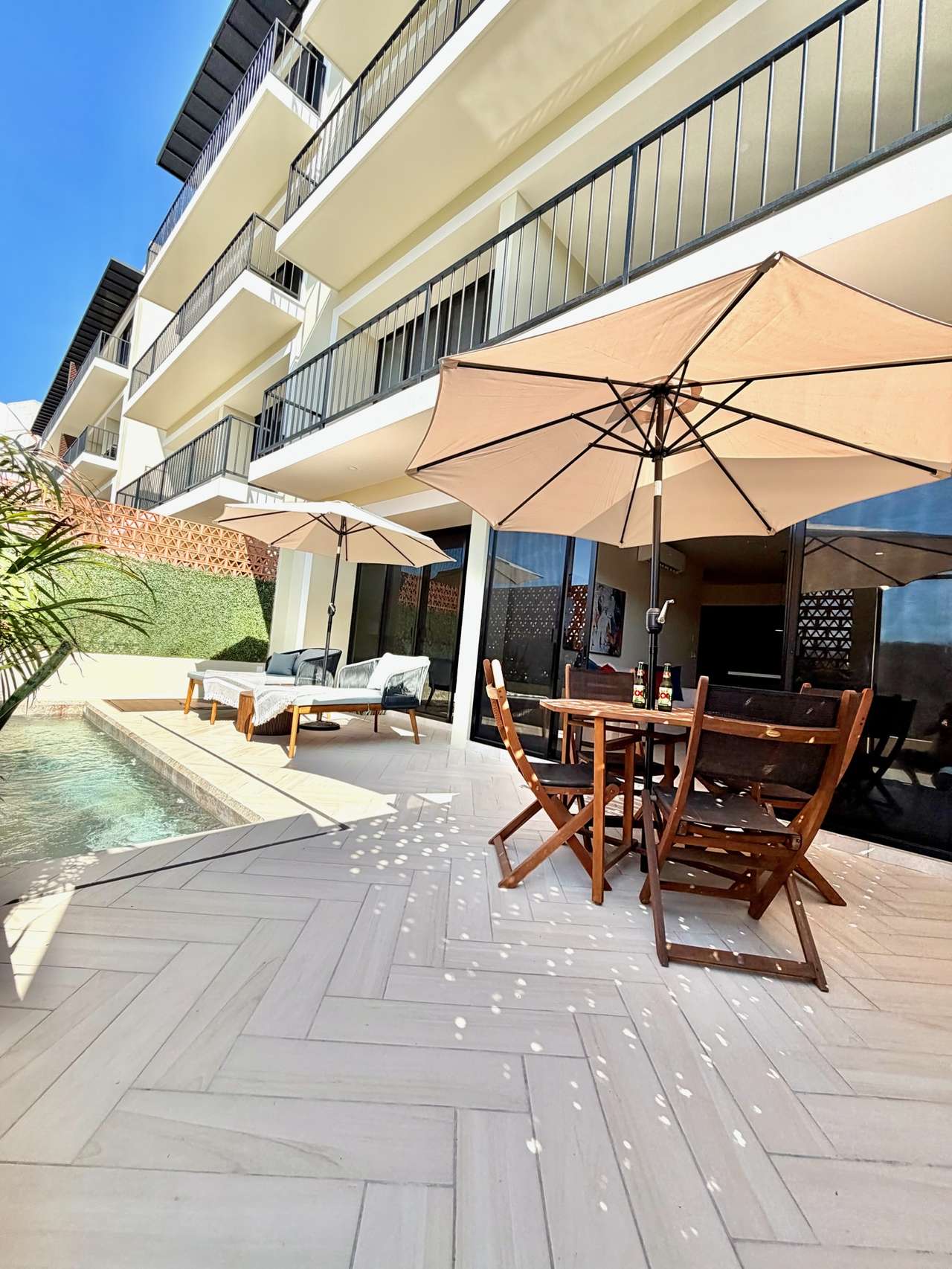 Patio with BBQ grill and lounge chair